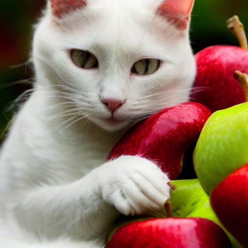 巨大なリンゴを夢見る猫